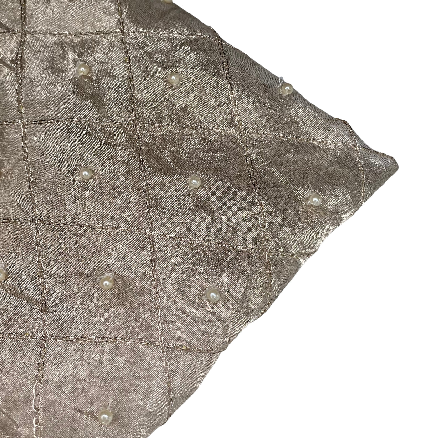 Diamond Embroidered Beaded Silk Organza - Beige