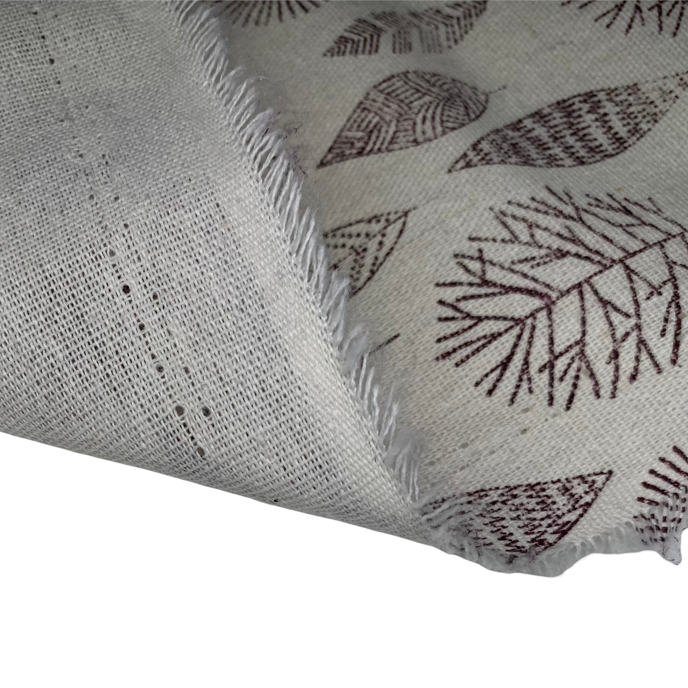 Printed Cotton/Linen - Leaves - Beige/Brown