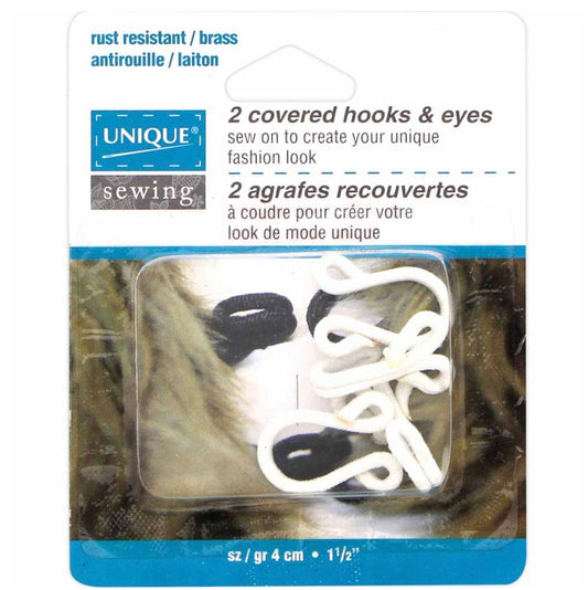 Covered Hooks & Eyes - White - 4cm - 2 Sets