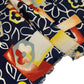 Geometric Floral Printed Polyester - 44” - Navy/Yellow/Red