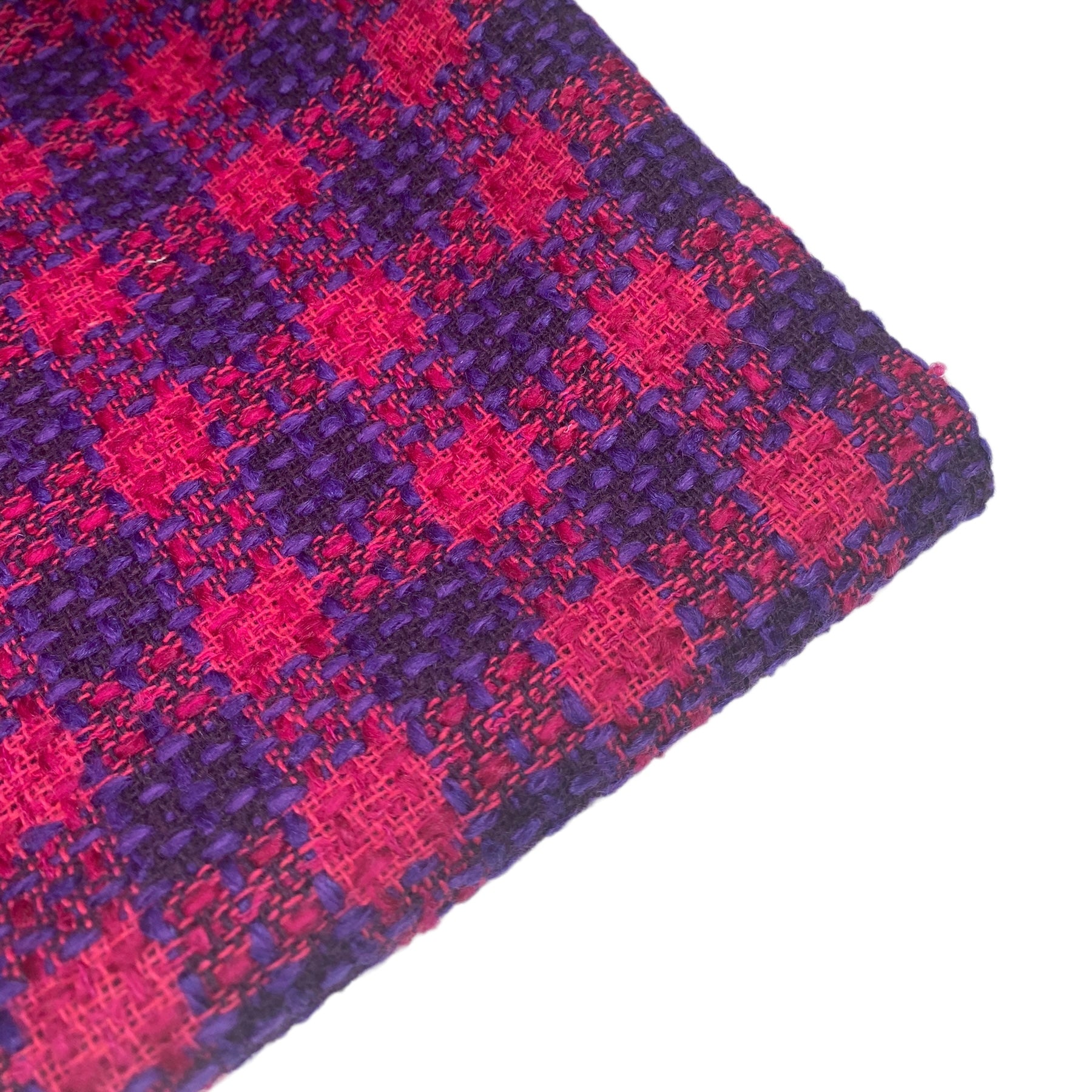 Plaid Coating Wool Blend - Pink/Purple