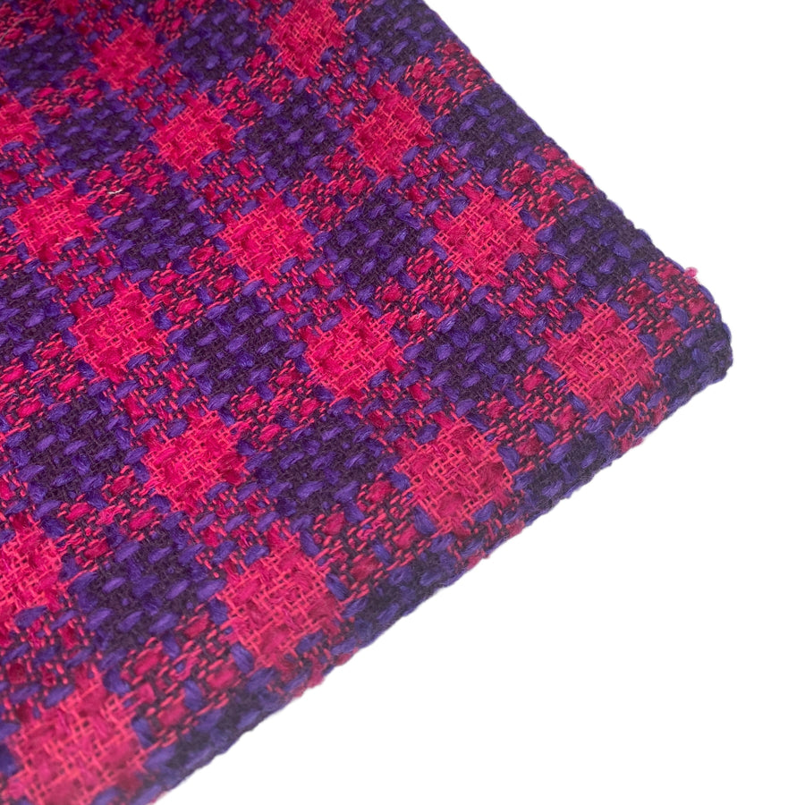 Plaid Coating Wool Blend - Pink/Purple