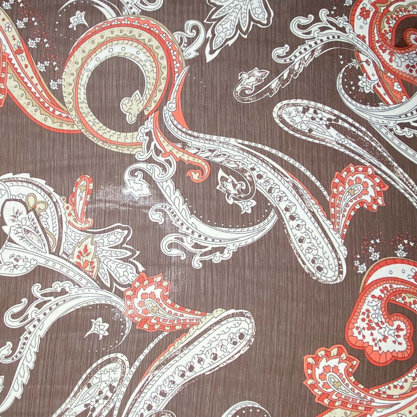 Paisley Crinkled Polyester Chiffon - 58” - Brown