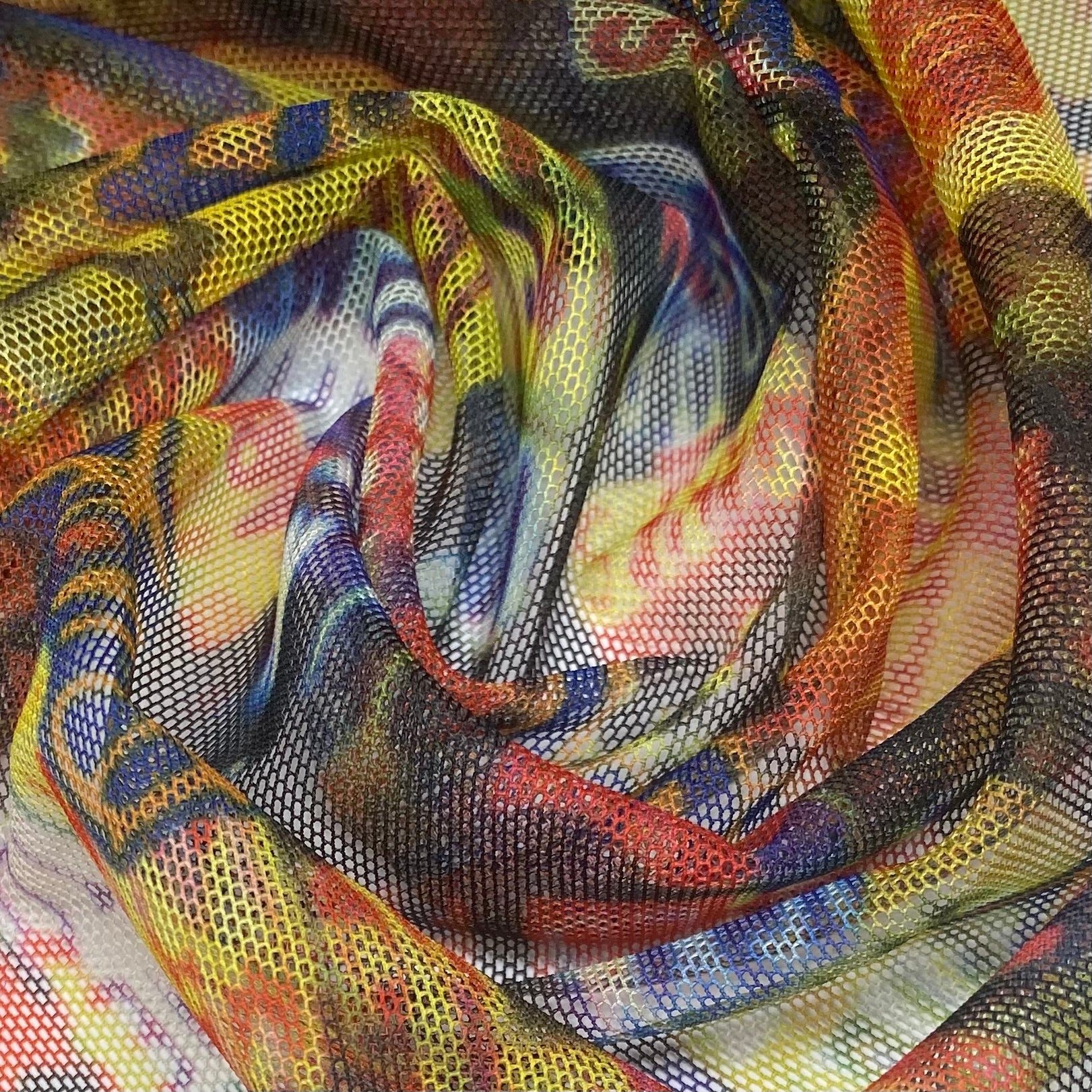 Printed Stretch Nylon Mesh - Punk Rock Print