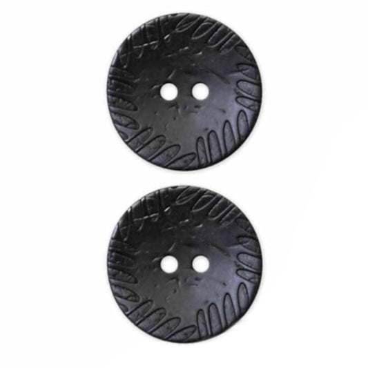 Two Hole Coconut Button - 51mm - Black - 1 Count