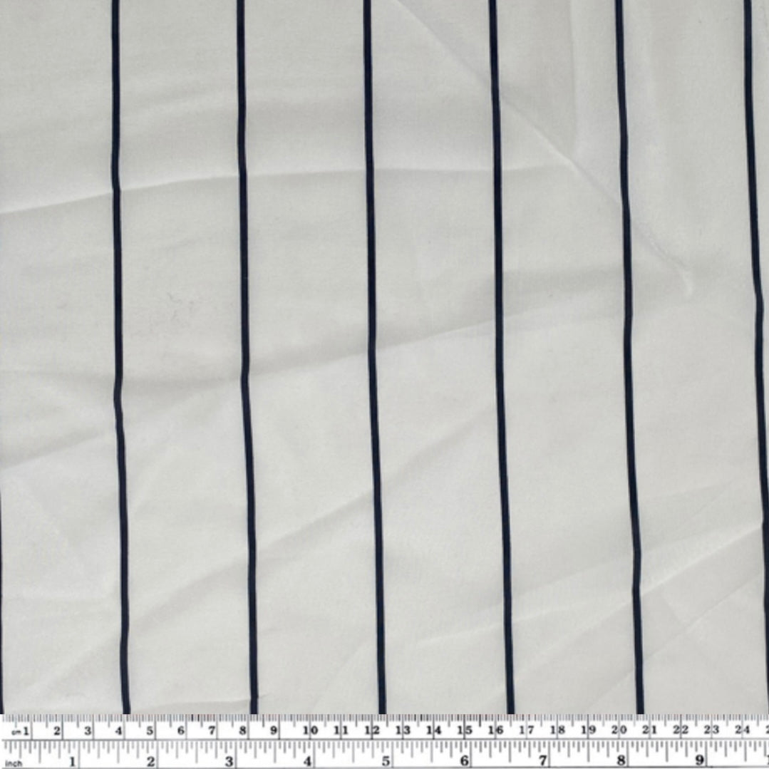 Striped Silk Georgette - White/Navy