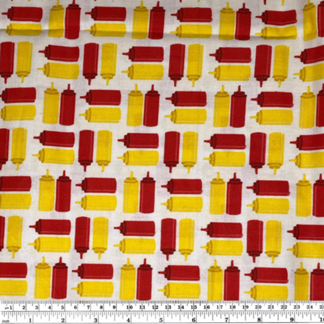 Quilting Cotton - Ketchup & Mustard - Remnant