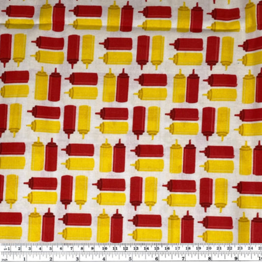 Quilting Cotton - Ketchup & Mustard - Remnant 1 1/4 Yards