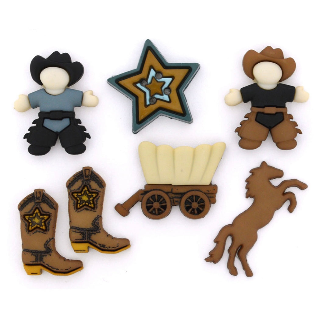 Novelty Buttons - Howdy Partner - 6pcs