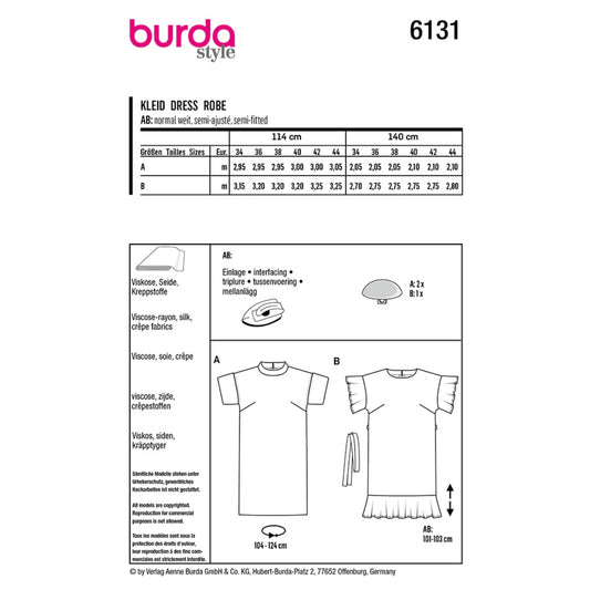 Dress Sewing Pattern - Burda Style 6131