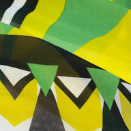 Printed Polyester Chiffon - With Border - Green/Yellow/Black/White