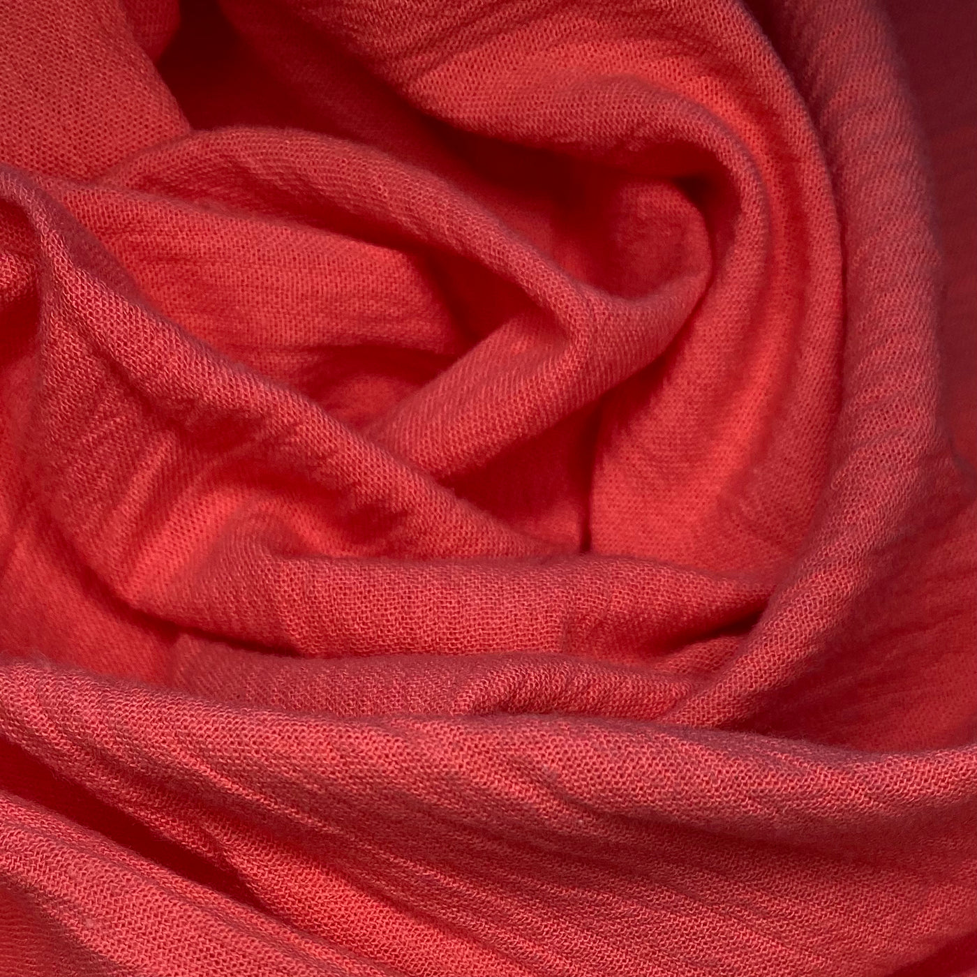 Crinkled Cotton - Coral Red