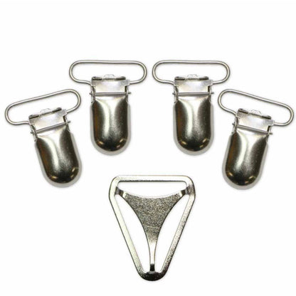 Suspender Set - 25mm (1”) - Silver - 5pcs