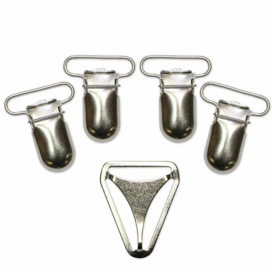 Suspender Set - 25mm (1”) - Silver - 5pcs