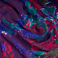 Floral Printed Polyester - 44” - Purple/Green/Blue