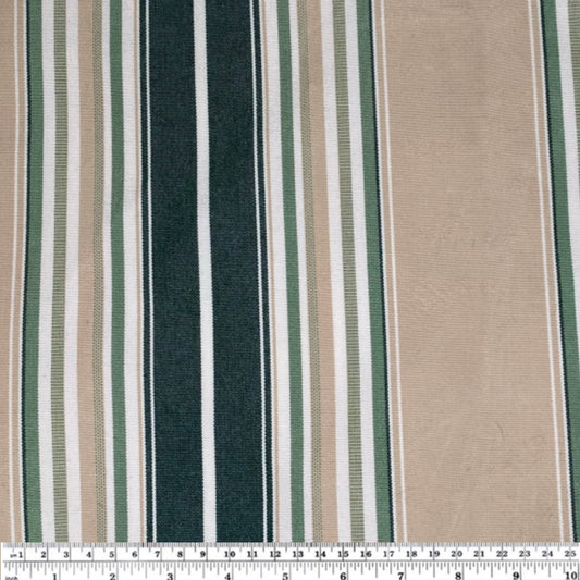 Sunbrella Striped Woven Upholstery - 48” - White/Green/Beige