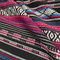 Woven Polyester - Striped Aztec  - Pink / Black