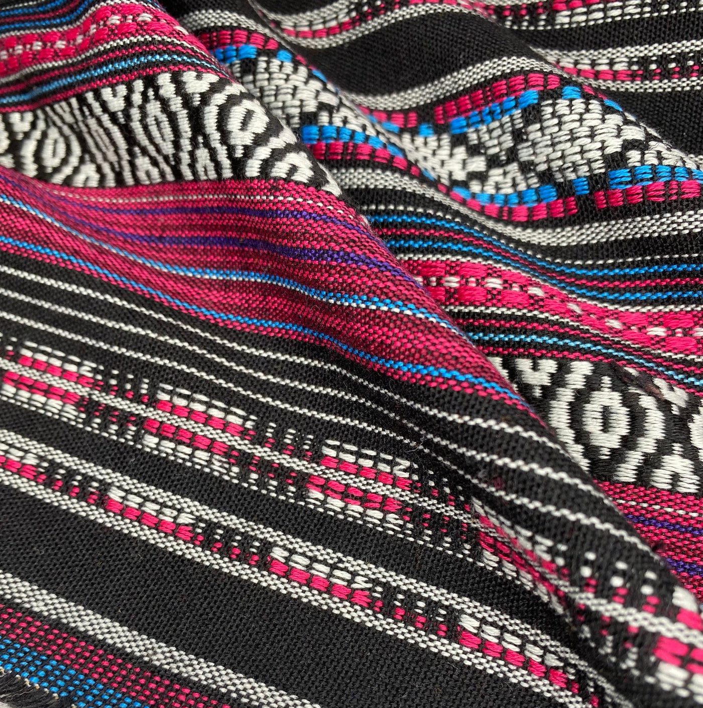 Woven Polyester - Striped Aztec  - Pink / Black