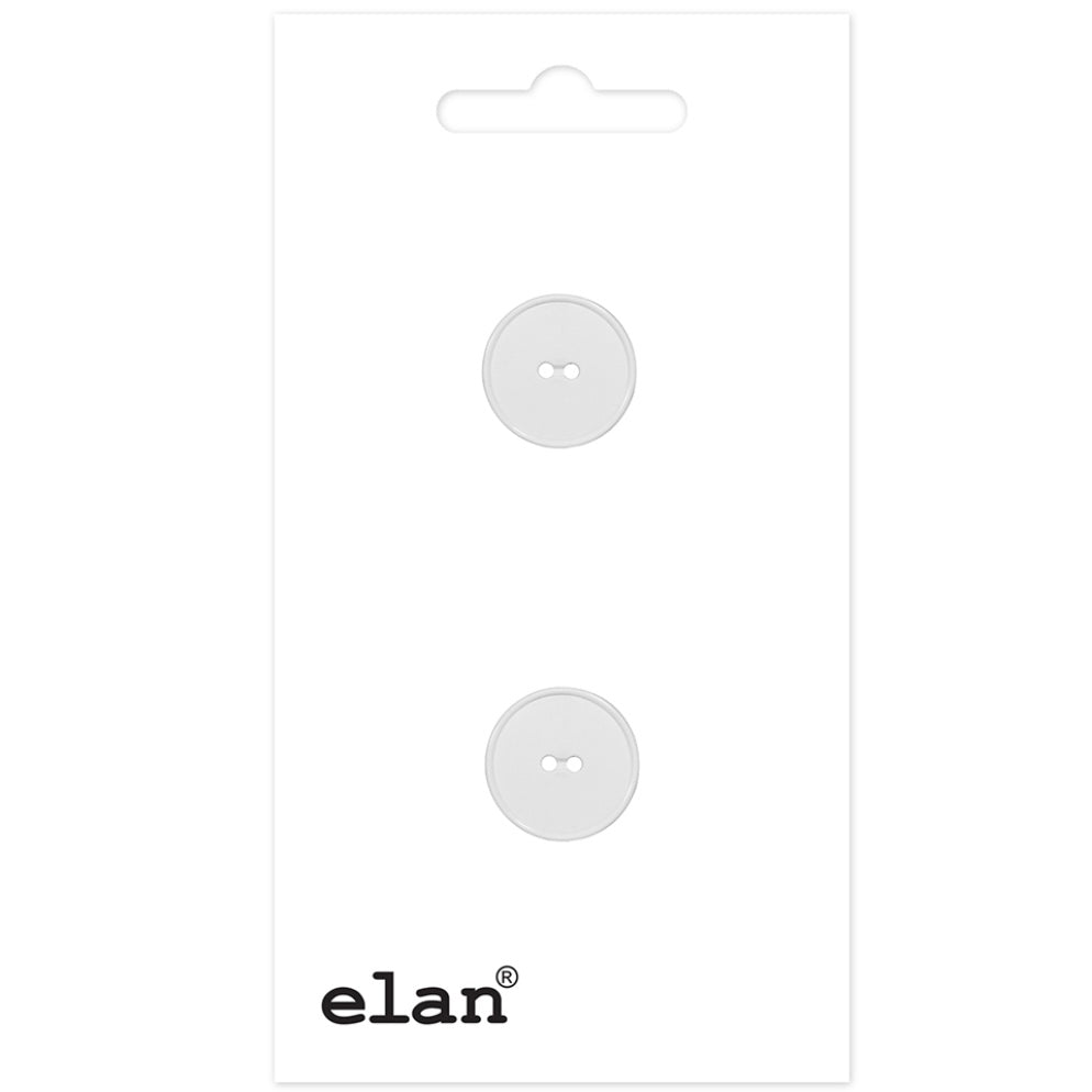 Plastic 2-Hole Button - 18mm / 28L - White - 3 count