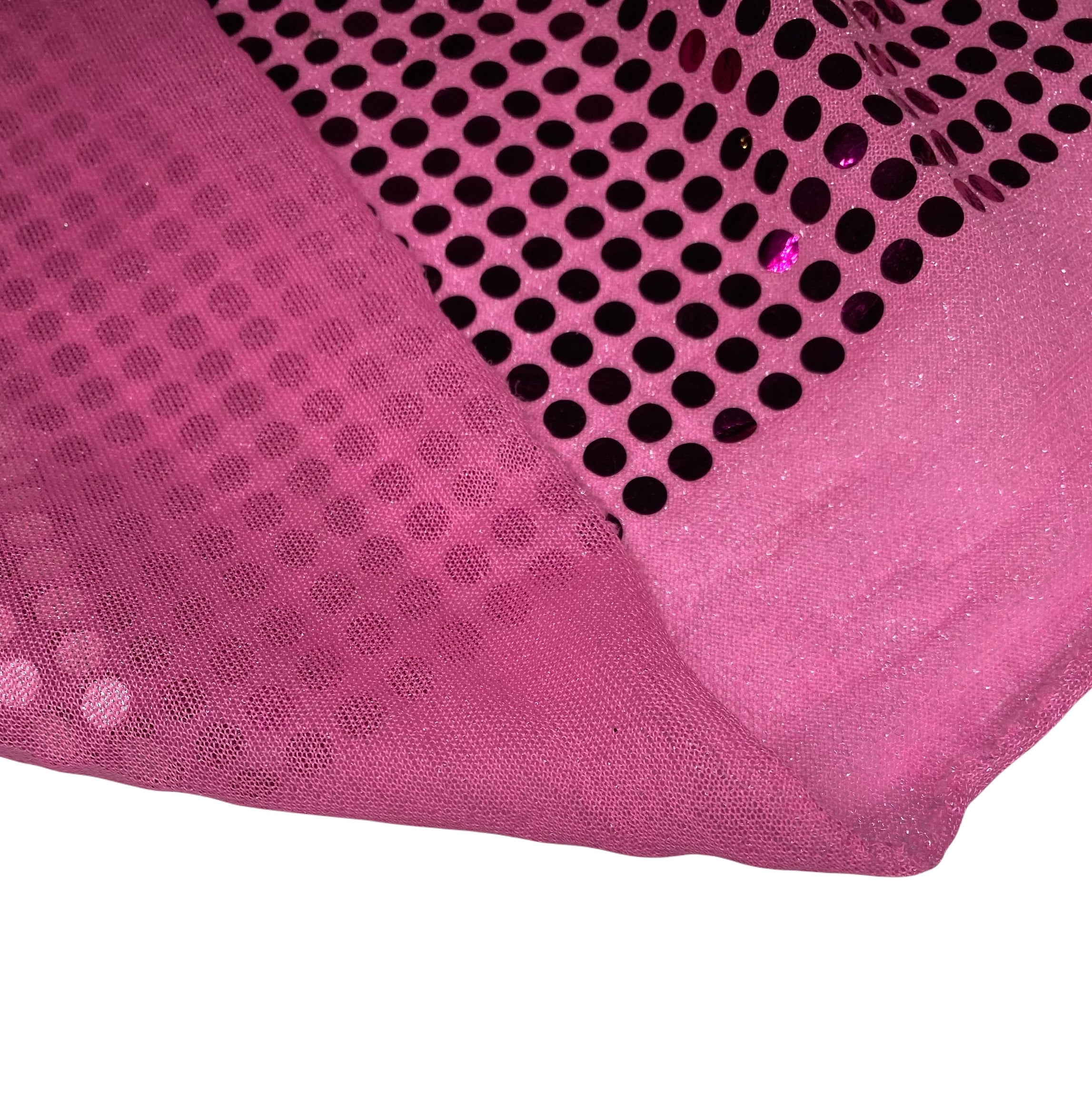 Faux Sequin Large Shiny Confetti Dot Knit - 46” - Hot Pink