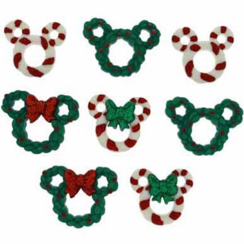 Novelty Buttons - Mickey Wreaths - 8pcs