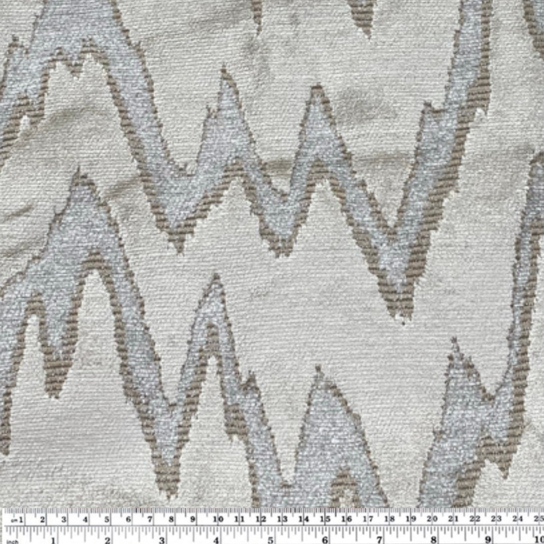 Patterned Cotton Velvet Upholstery - Designer Remnant - Beige
