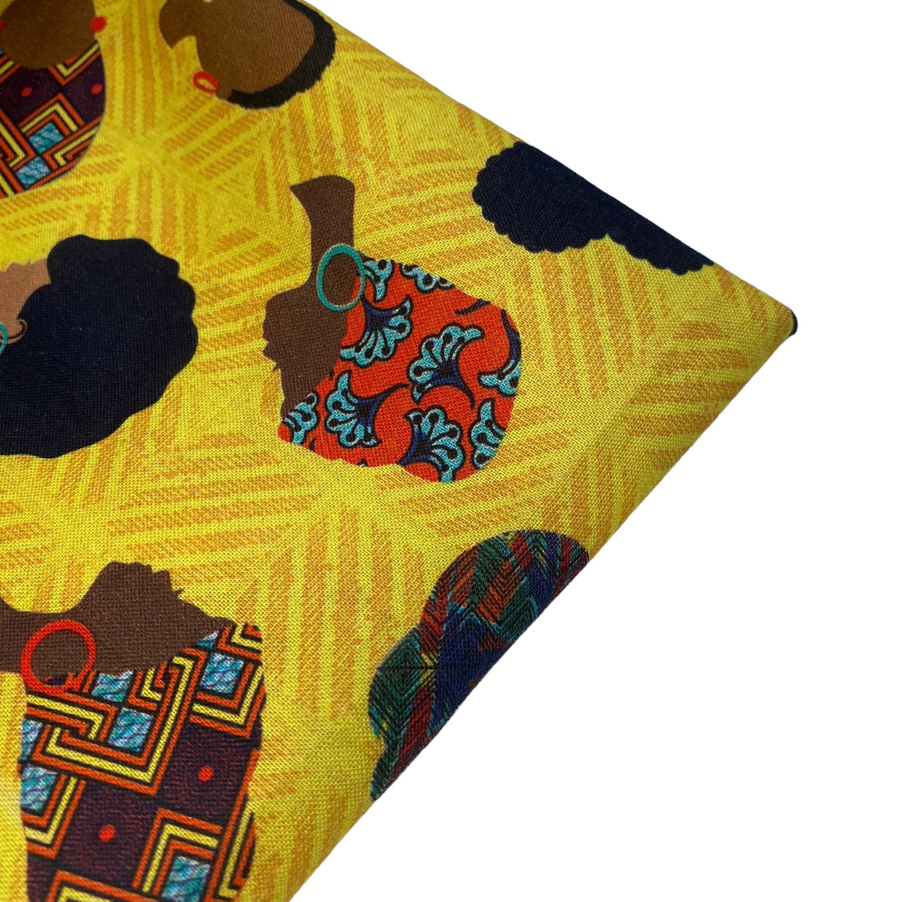 Printed Cotton - Coiffed Crowns - Yellow
