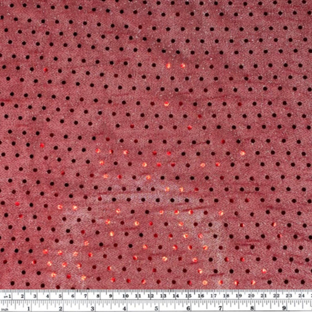 Faux Sequin Shiny Confetti Dot Knit - 42” - Red/Silver