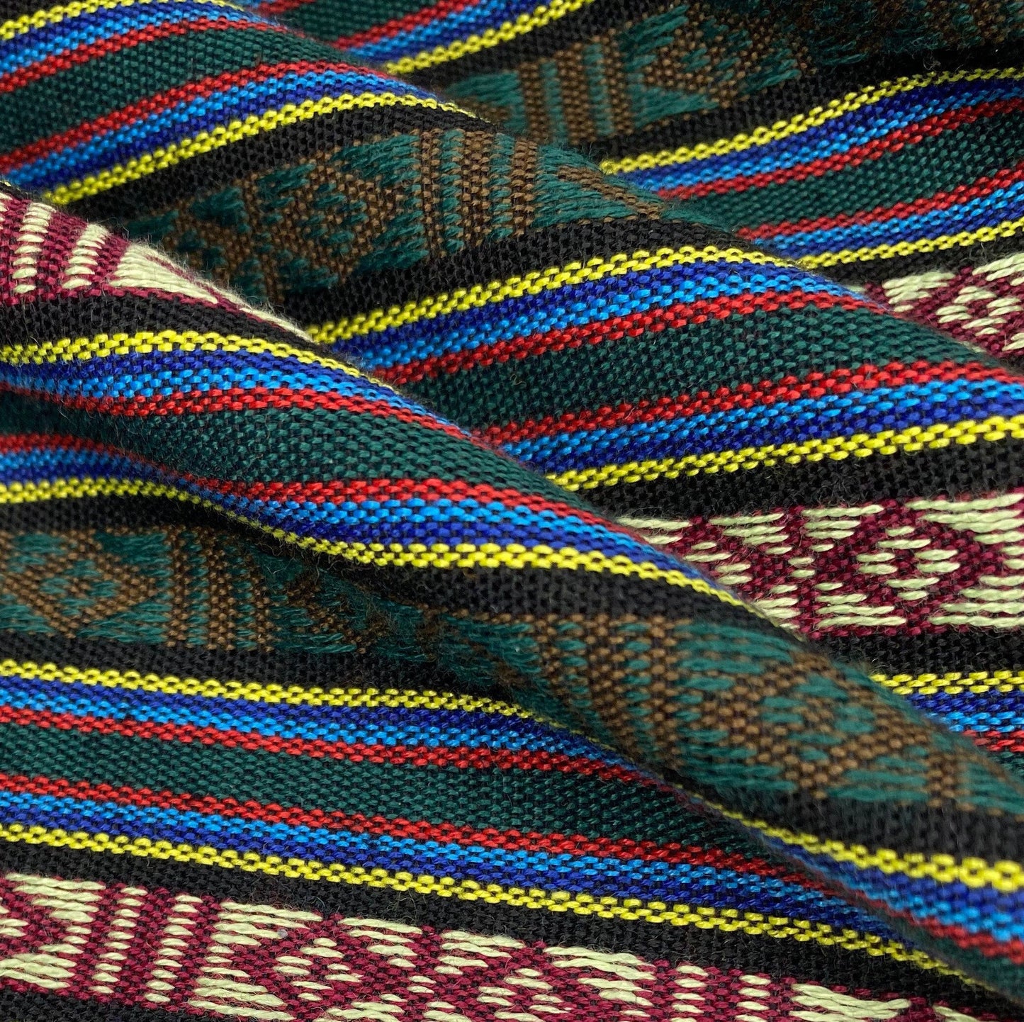 Woven Polyester - Striped Aztec - Green