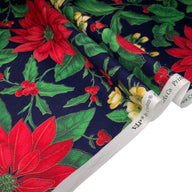 Printed Cotton - Poinsettia - Navy