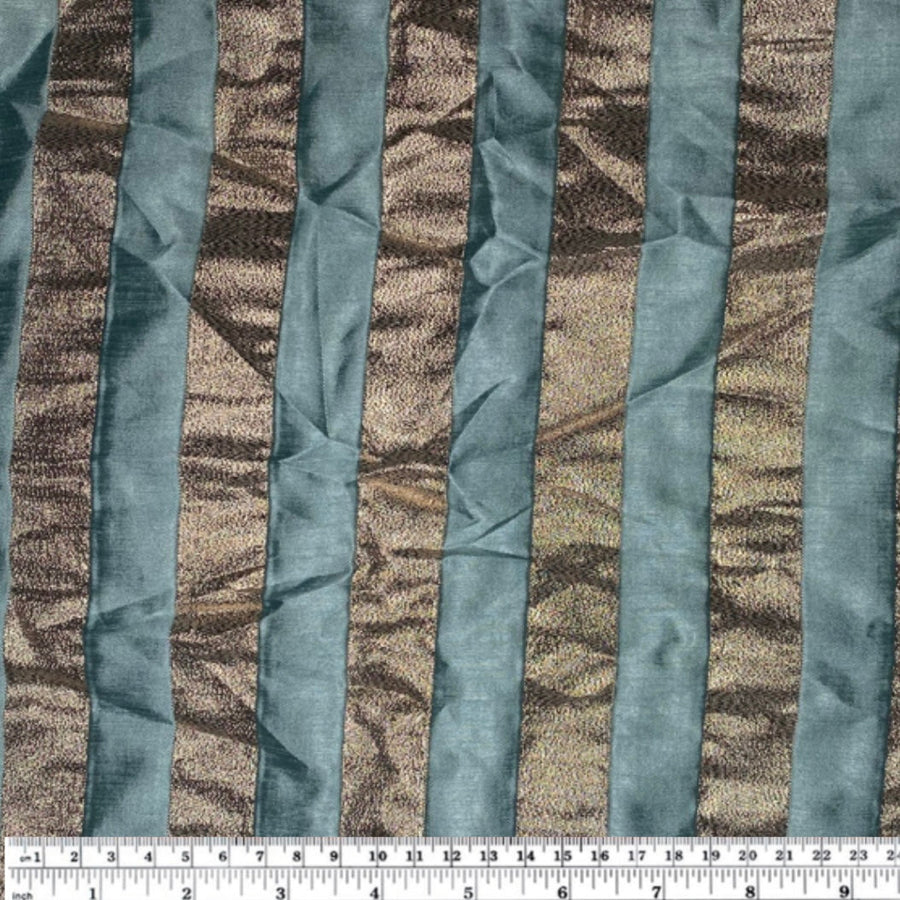 Striped Metallic Brocade - Gold/Blue