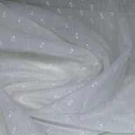 Stretch Nylon Mesh - Swiss Dot - White