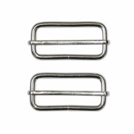 Metal Slide Buckle - 38mm (1 1/2″) - Silver  - 2 pcs