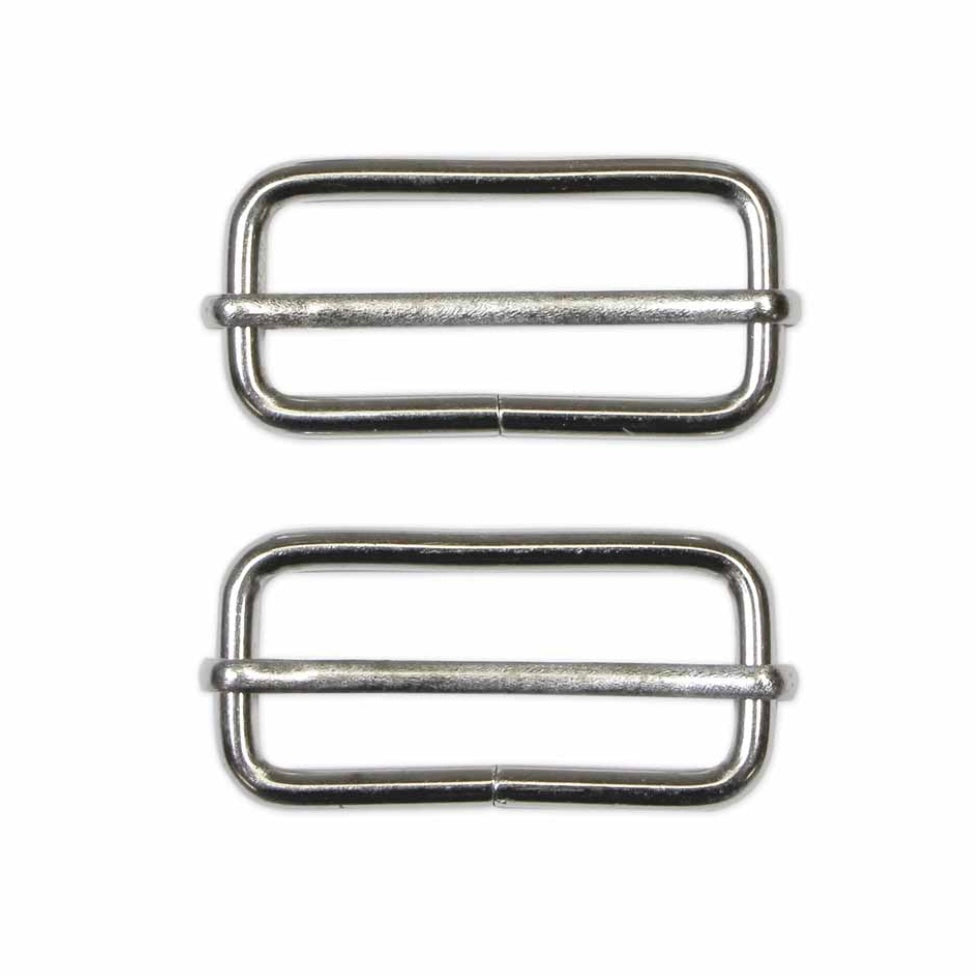 Metal Slide Buckle - 38mm (1 1/2″) - Silver  - 2 pcs