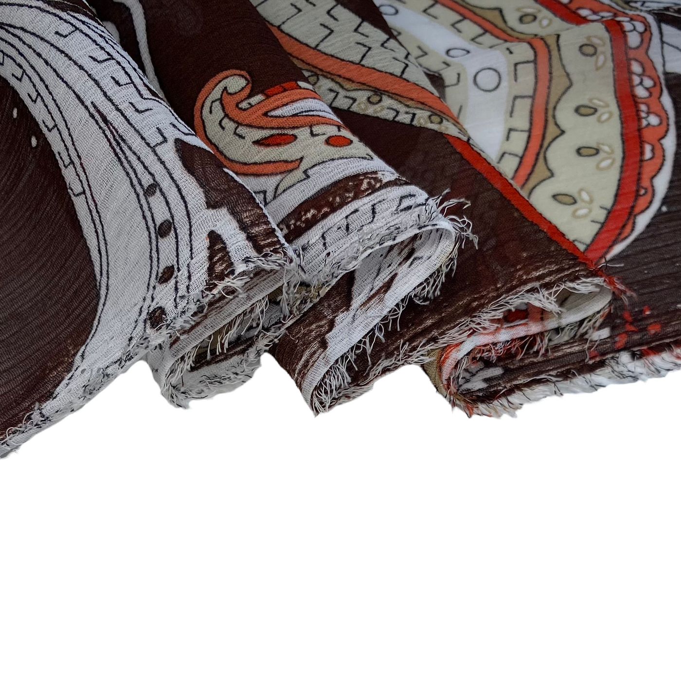 Paisley Crinkled Polyester Chiffon - 58” - Brown