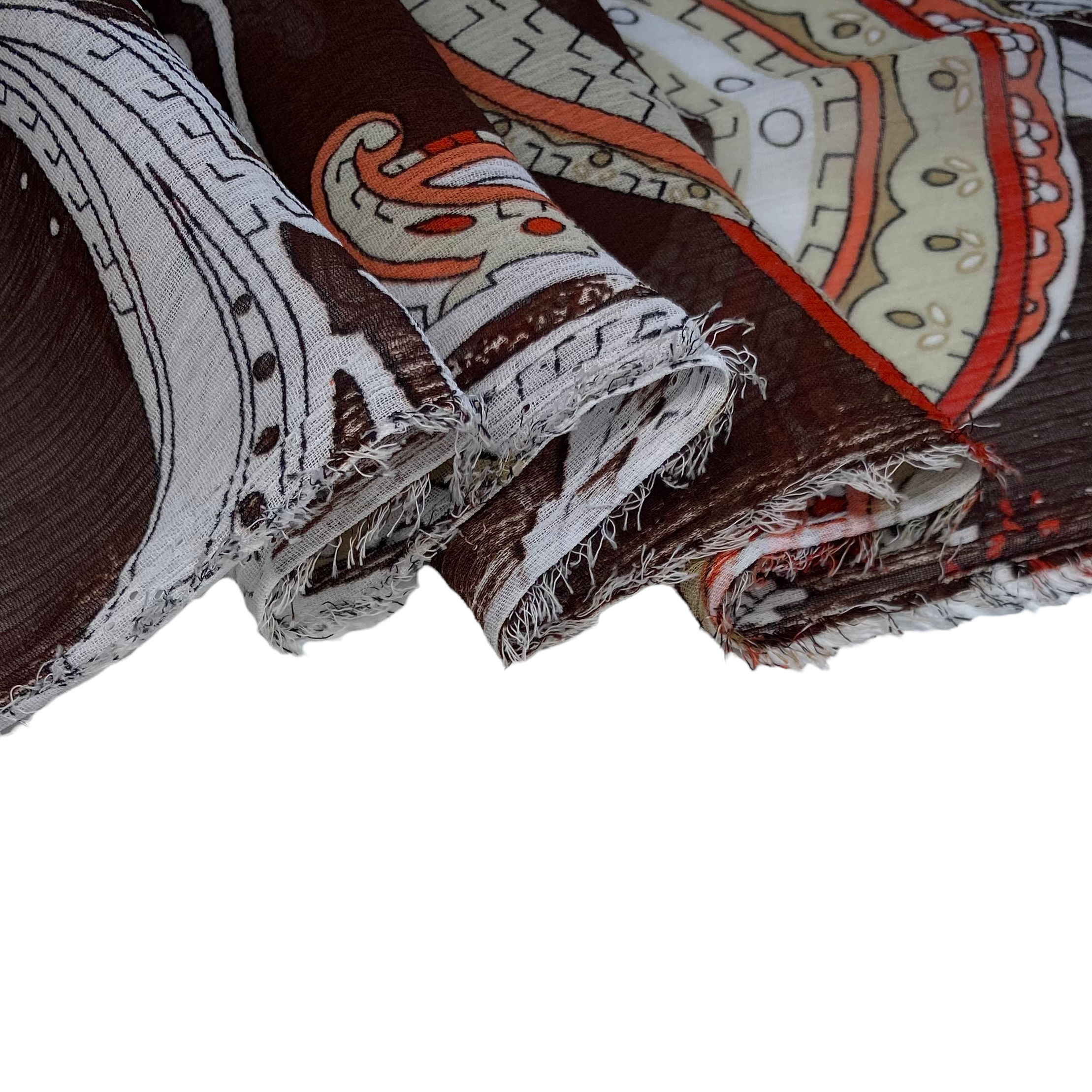 Paisley Crinkled Polyester Chiffon - 58” - Brown