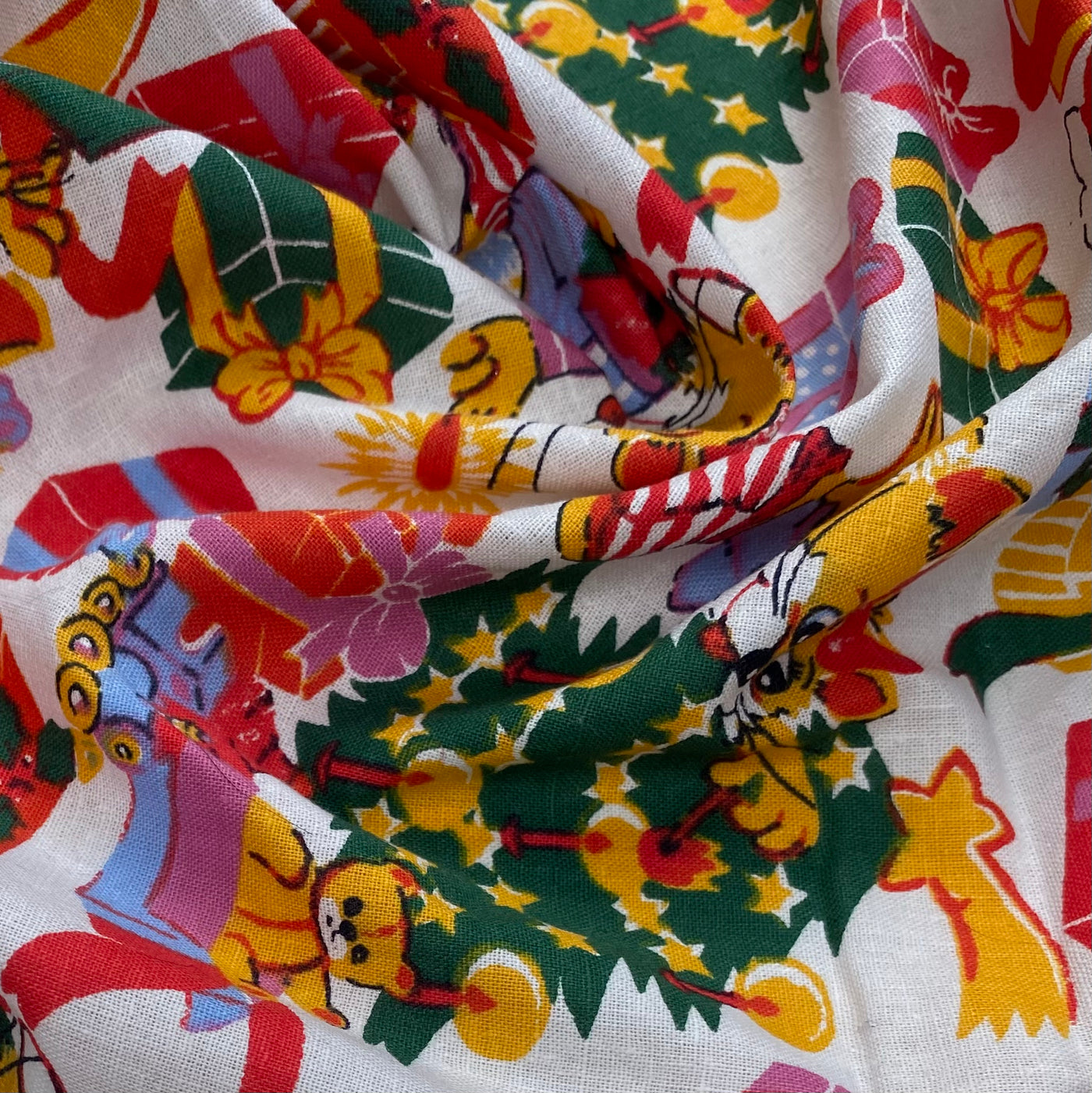 Printed Cotton - Christmas Cats- White