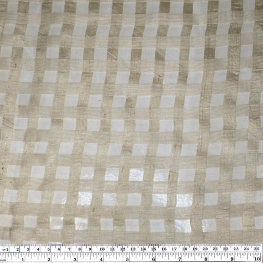Plaid Silk Organza - 52” - Gold