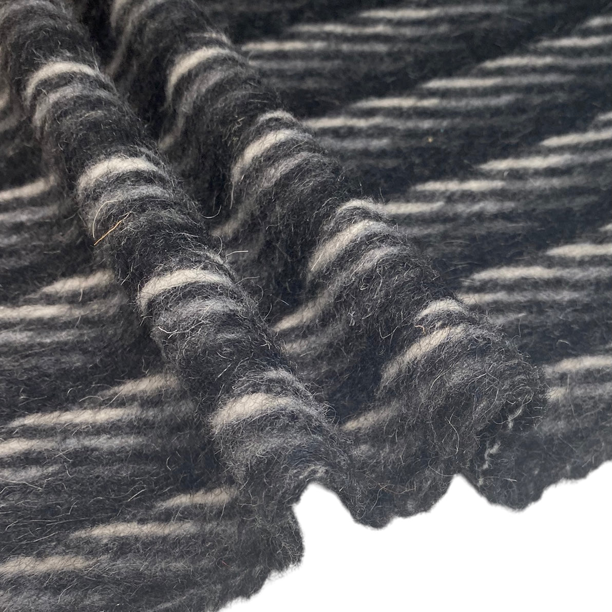 Striped Wool Coating - Black/White/Grey