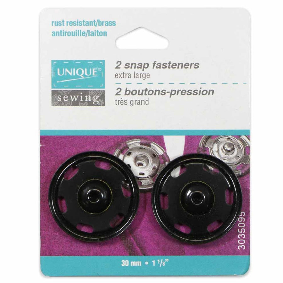 Sew On Snap Fasteners - 30mm (1 1/8″) - 2 sets - Black