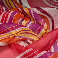 Striped Silk Chiffon - 44” - Purple/Yellow/Orange