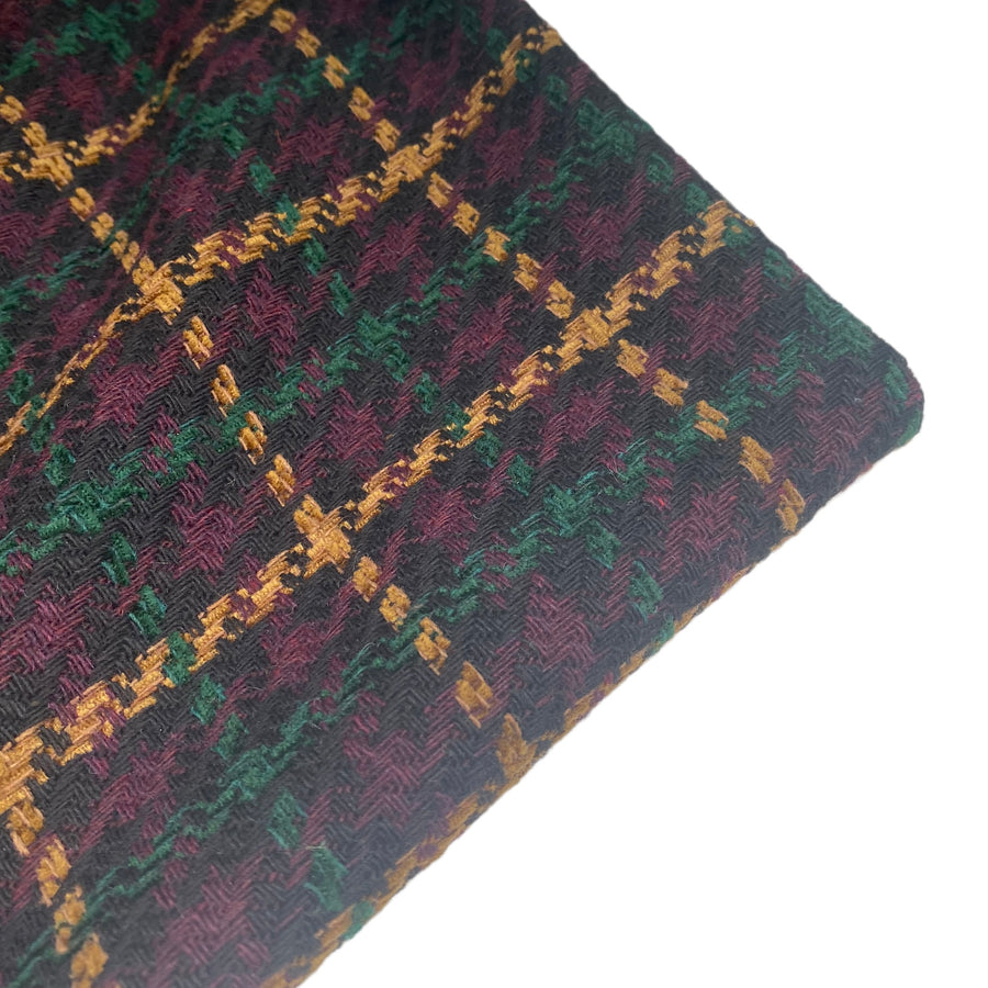 Plaid Coating - Wool Blend - Black/Brown/Purple/Green