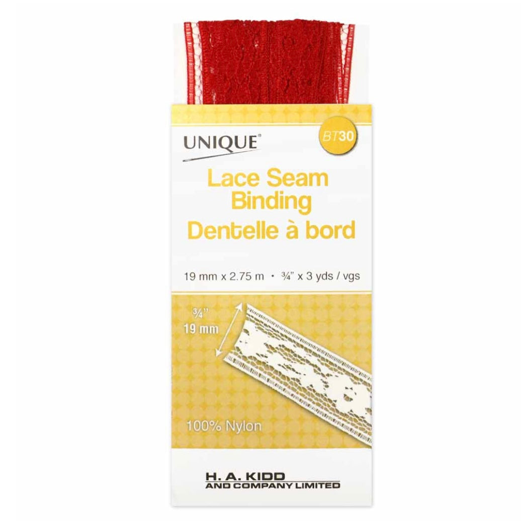 Lace Seam Binding - 18mm x 2.75m - Scarlet