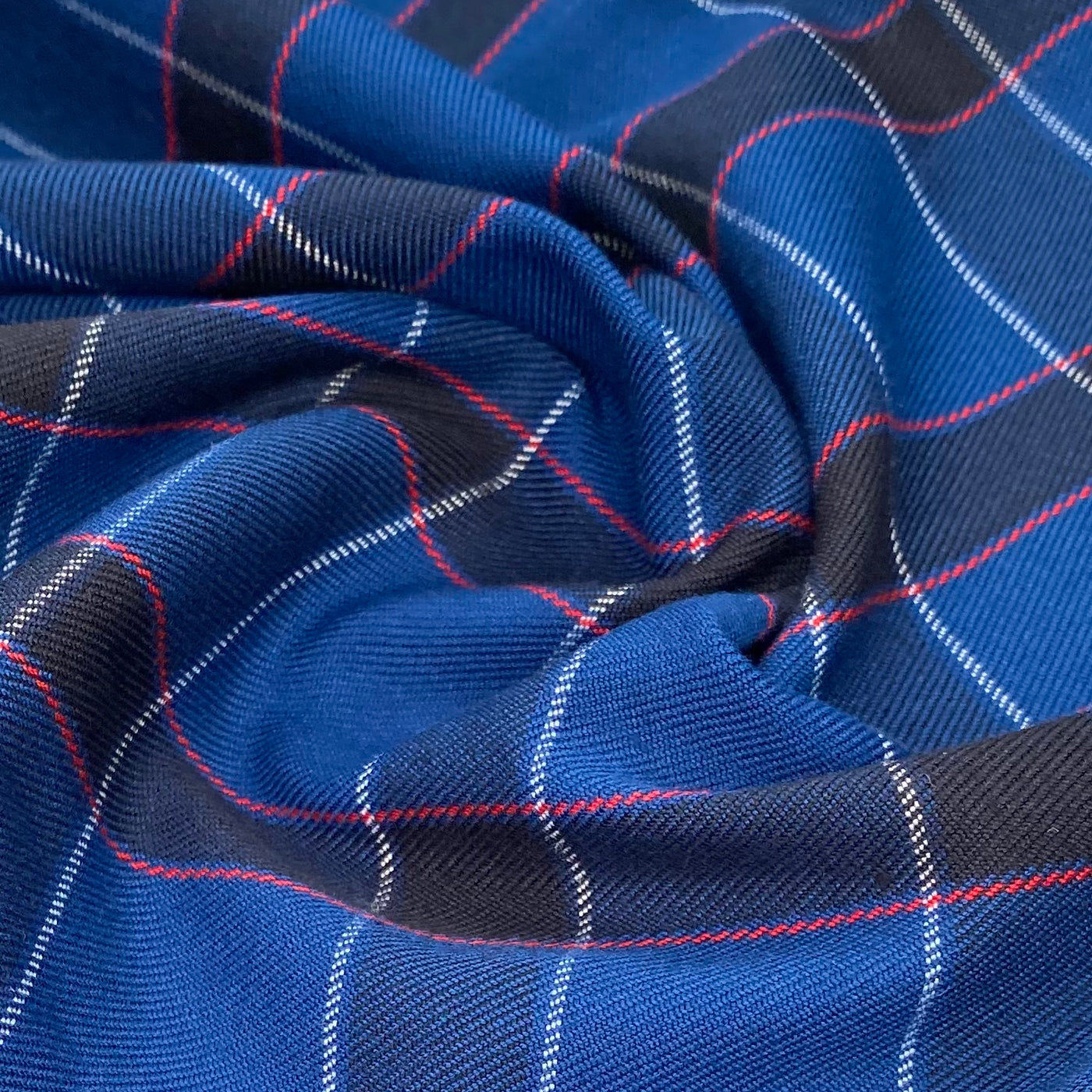 Plaid Wool Blend - Blue/Black/Red/White