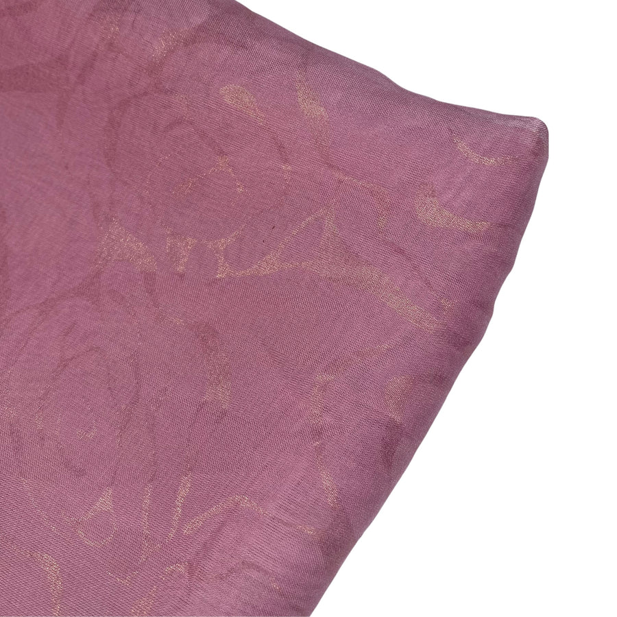 Metallic Floral Polyester Chiffon - 60” - Pink/Gold