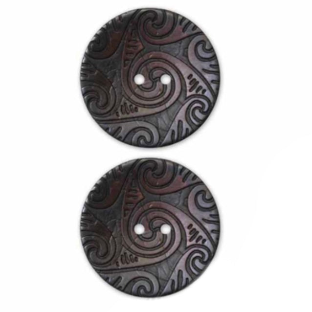 Two Hole Coconut Button -  30mm - Brown - 2 Count