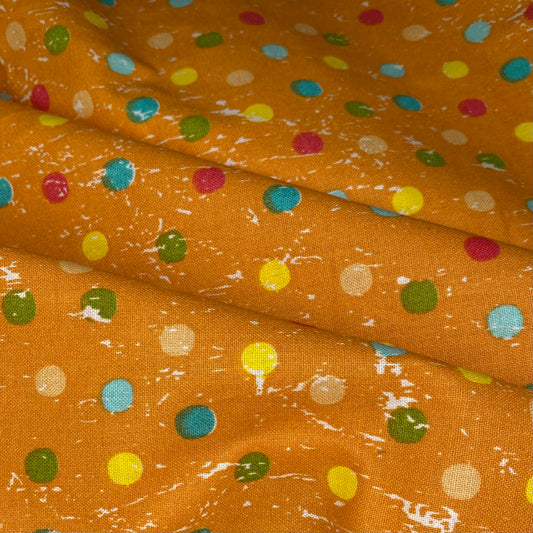 Quilting Cotton - Polka Dots - Remnant 2 Yards - Orange