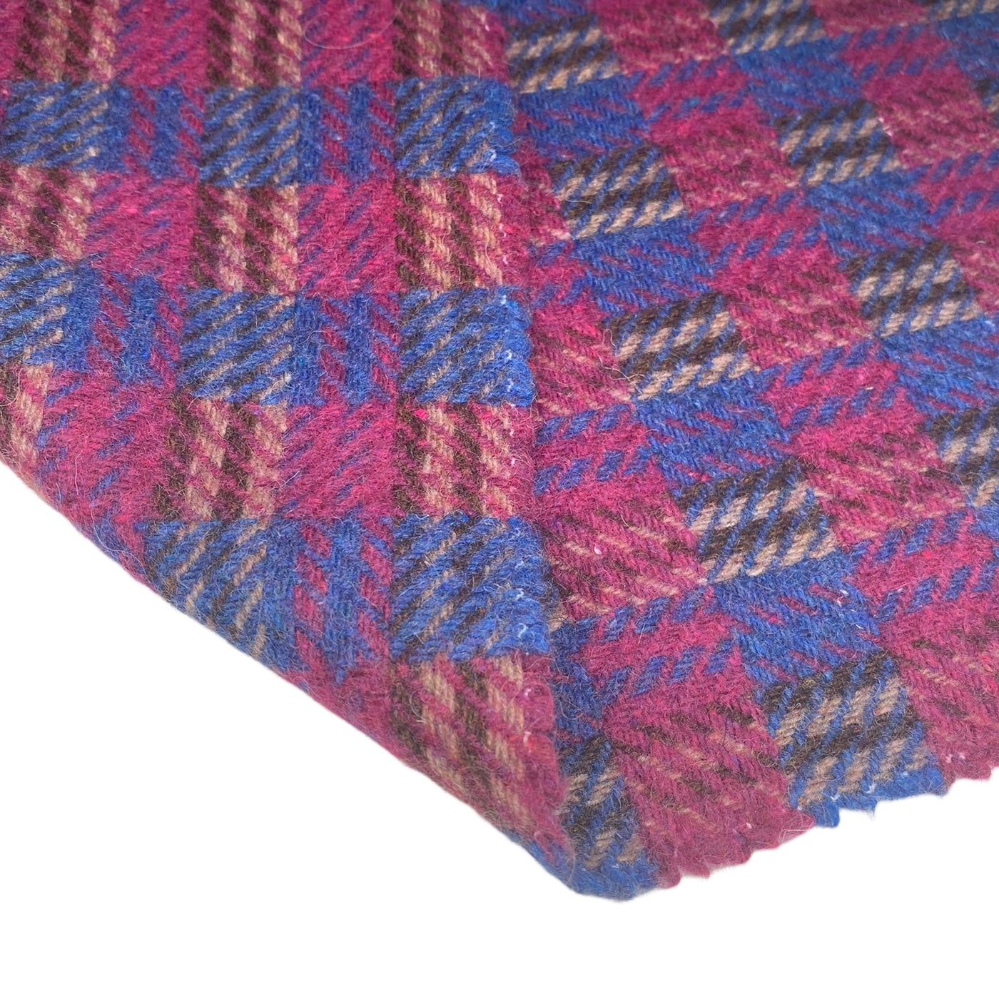 Wool Plaid Coating - Purple/Blue/Brown