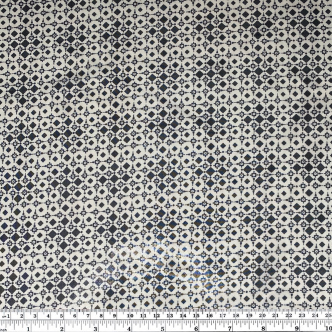 Square Polyester Chiffon - 58” - Off White/Navy