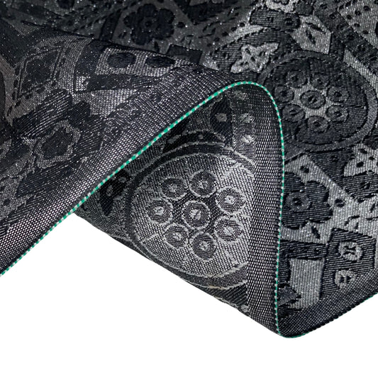 Metallic Polyester Brocade - Silver/Black